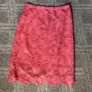 WHBM pink floral lace pencil skirt